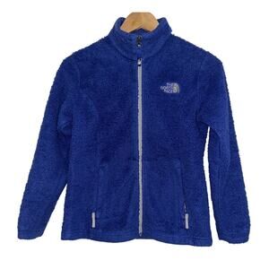 The North Face Girl's Full Zip Collared Blue Sherpa Jacket Medium